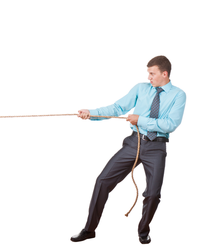 man pulling a rope